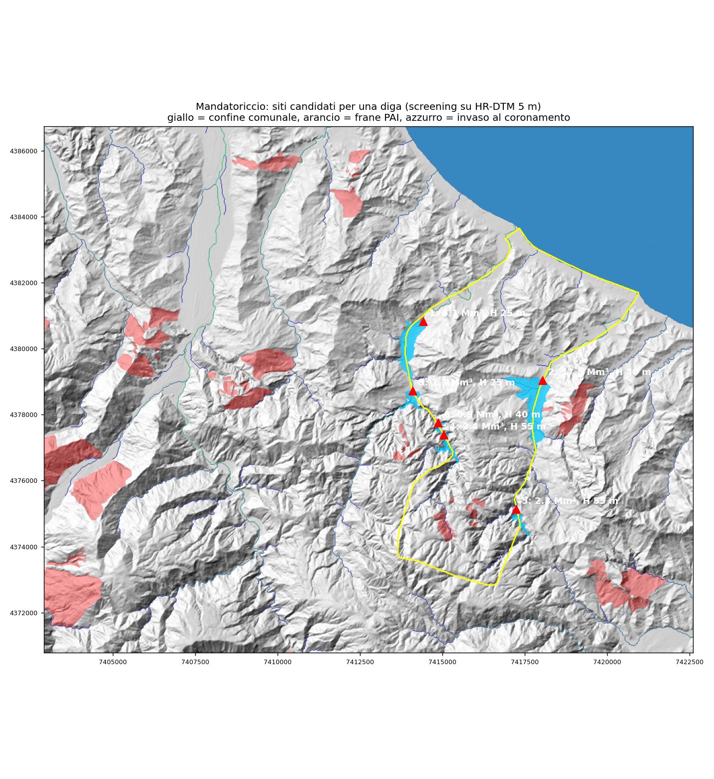 Mappa dei siti candidati a Mandatoriccio