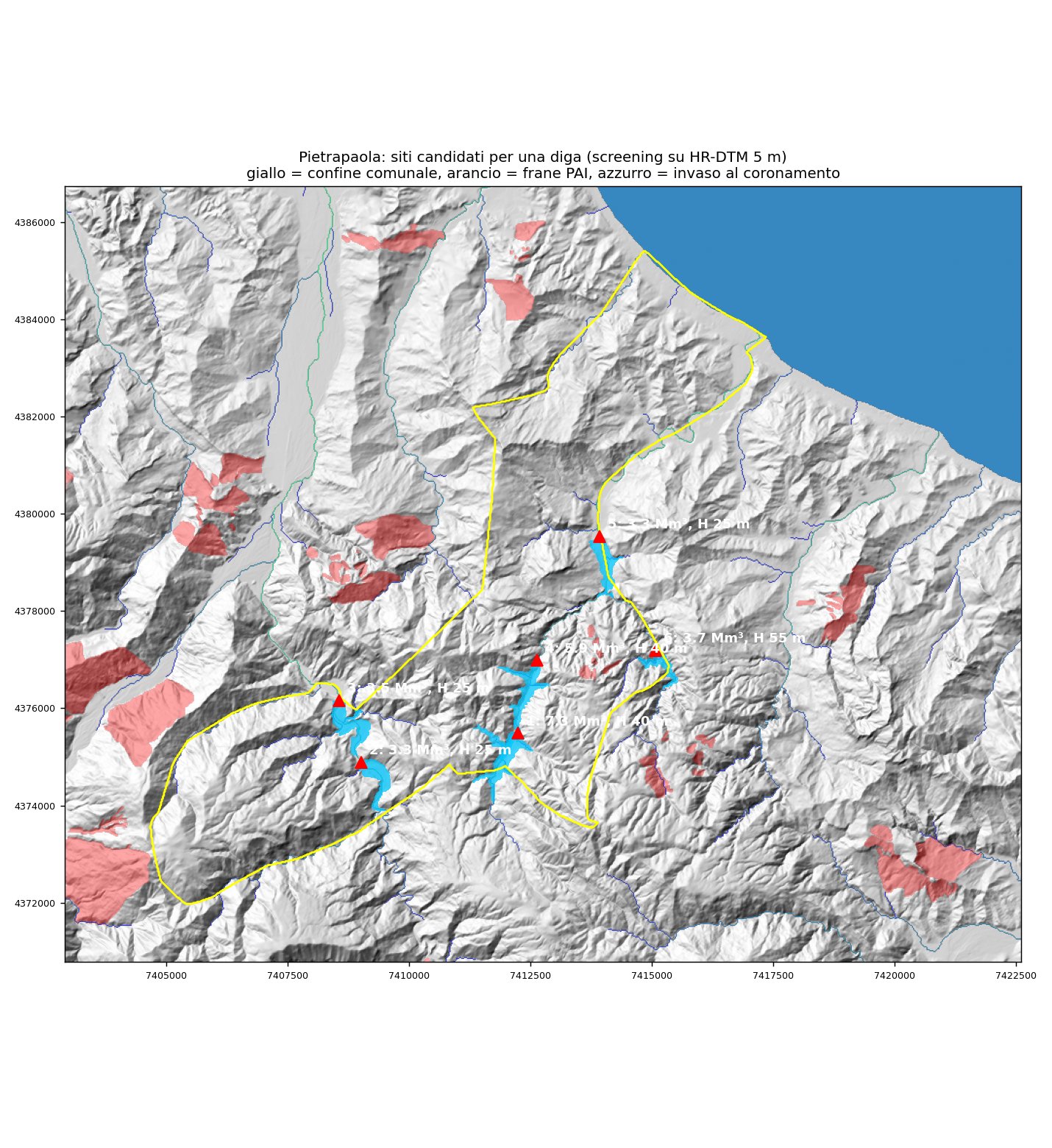 Mappa dei siti candidati a Pietrapaola