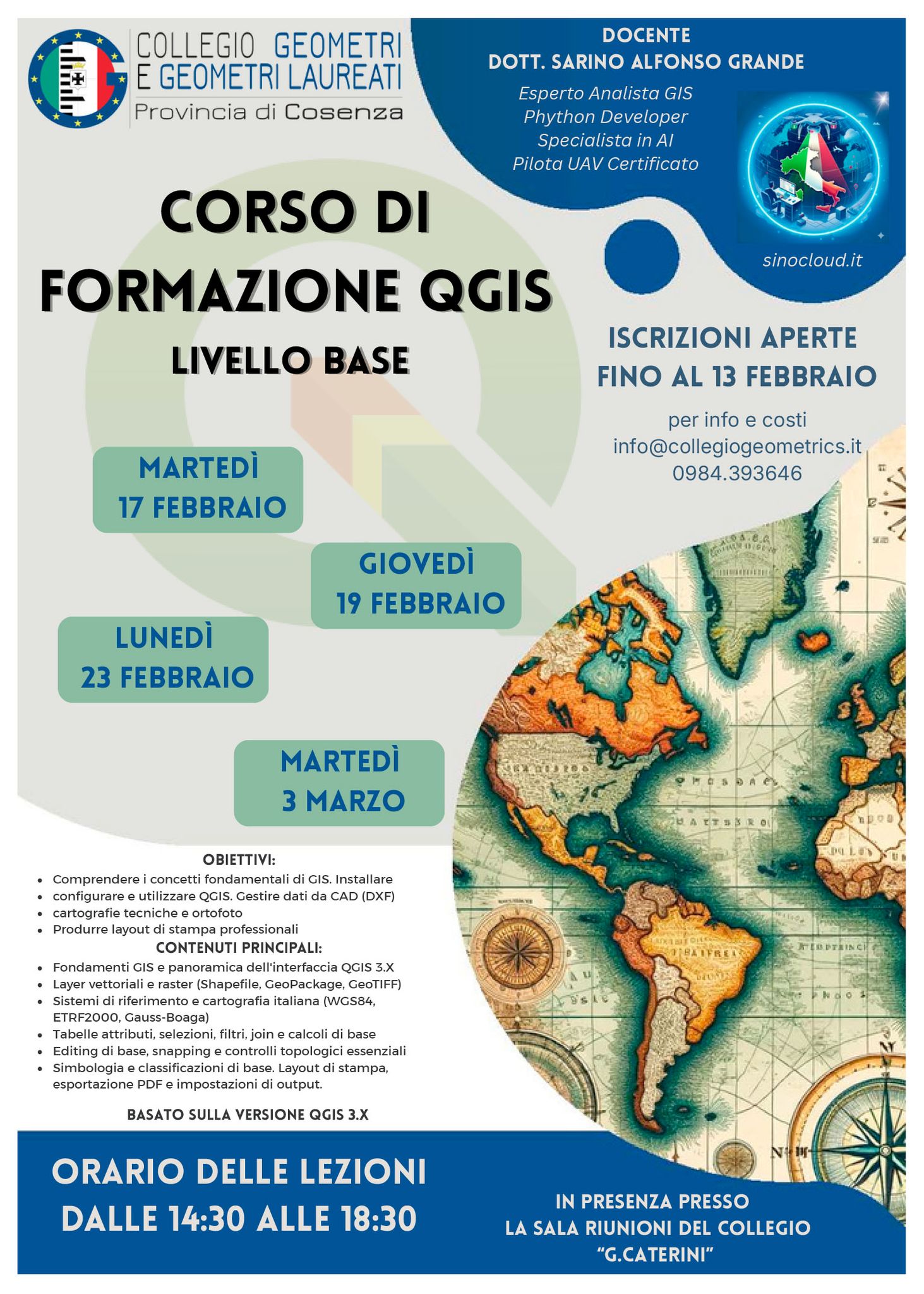 Locandina Corso QGIS Base Cosenza