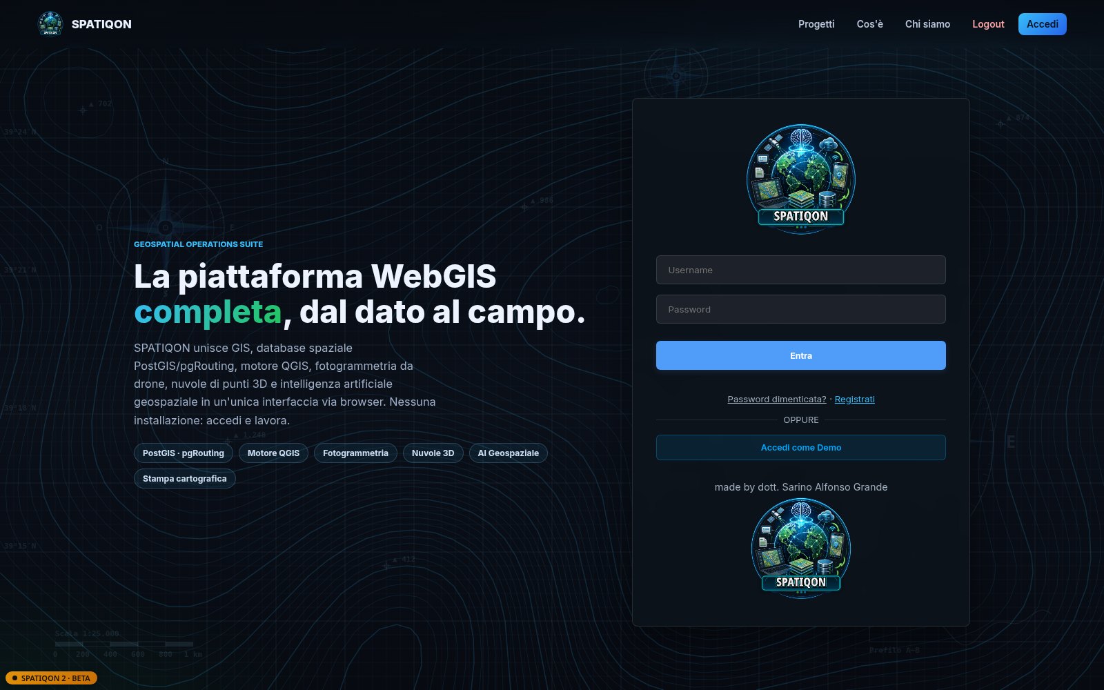 SPATIQON Demo: progetto GIS aperto nel browser