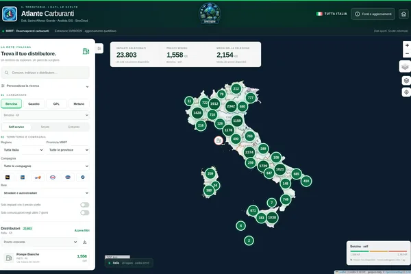 Atlante Carburanti — WebGIS distributori e prezzi carburante MIMIT